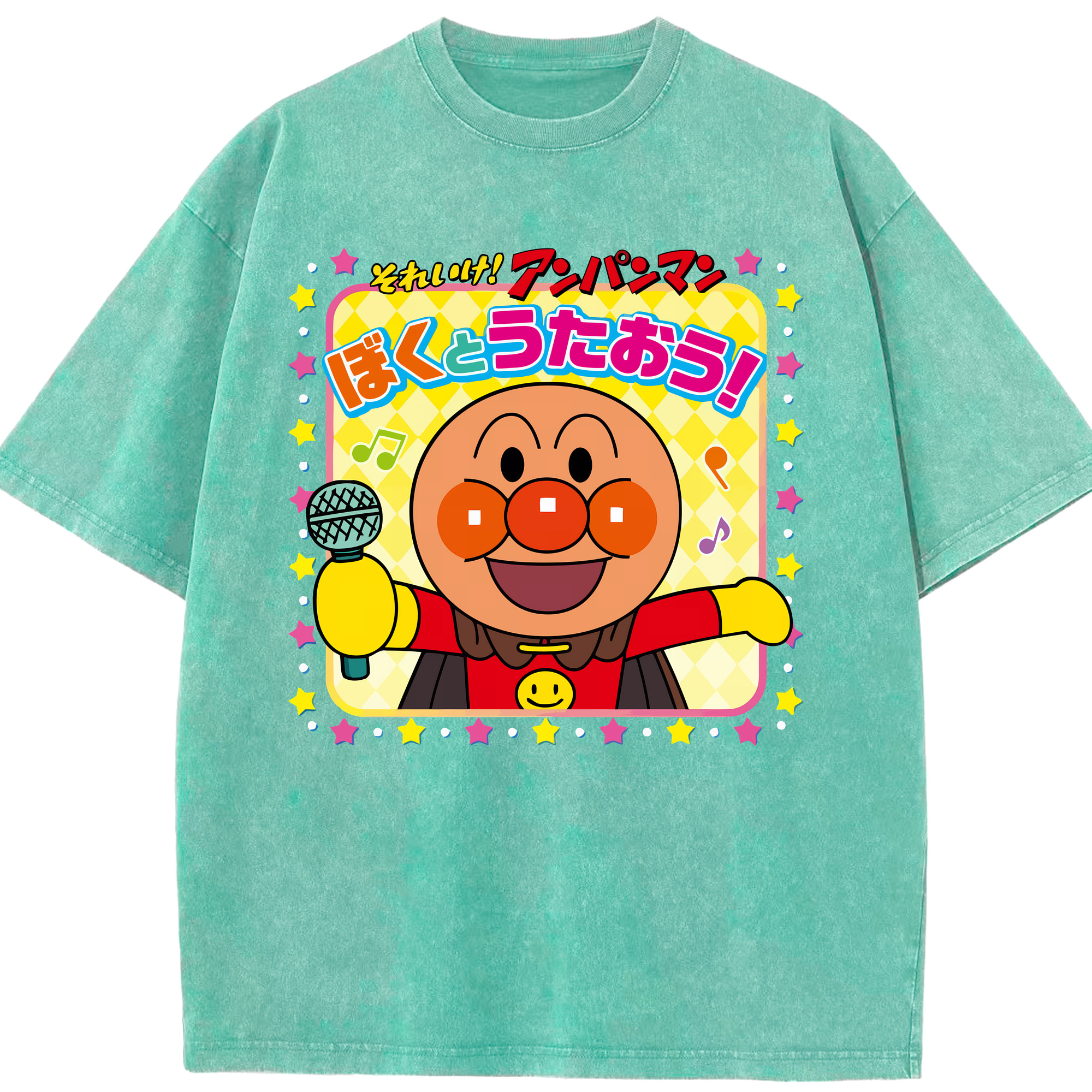 （画像用） アンパンマン Anpanman 綿100% ヴィンテージ風 半袖Tシャツ（フロントプリント）